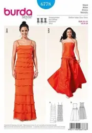 Burda Sewing Pattern 6778 Misses Full Length Fancy Evening Dresses Size 8-18