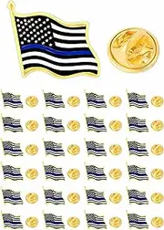 [CINFAC] 25/50/100pcs small Metal Waving American Flag Police Lapel Pin Thin Blue Line Flag Pins Law Enforcement Support