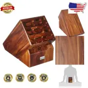 Heritage-Inspired 25-Slot Knife Storage Block in Acacia Wood - Timeless Style
