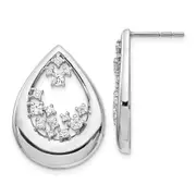 Solid 14k White Gold Simulated CZ Post Earrings