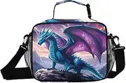 Dragon Fantasy Rock Insulated Lunch Box for Women Men - Ideal for Work, Picnics - Includes Adjustable Shoulder Strap