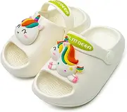 [techcity] Toddler Little Kids Slide Sandals Cute Summer Shower Beach Pool Slippers Thick Sole Slip On Sandals Water Shoes with Backstrap Boys Girls Clogs