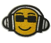 Embroidered Iron /Sew On Patch Badge- Smiley Face DJ - Music Patch 7cmx5cm