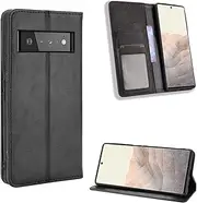 Cover Compatible with Google Pixel 6 Pro Case,Compatible with Google Pixel 6 Pro Case PU Leather Flip Kickstand Wallet Card Slot Magnetic Closure Black