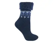 Sock Snob - Ladies Turn Over Top Warm Thermal Winter Nordic Bed Socks - Indigo