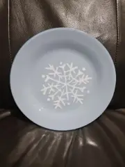 St. Nicholas Square Winter's Frost Embossed Snowflakes Light Blue 9.5" Plate