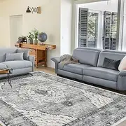 Area Rugs for Living Room Boho Large Area Rug Vintage Machine Washable Rugs Carpet Non-Slip Distressed Carpet Area Rugs Print Floor Rug Mat for Livingroom,Bedroom, Office (Darkgrey, 200X300CM)