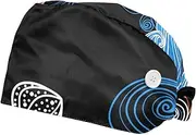 [WOSHJIUK] Working Hat 2 Pack Scrub Caps for Women,Wave Fish and sea Grass,Tie Back Cap Adjustable Scrub Hat