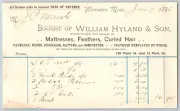 William Hyland Curled Hair Mattresses Worcester MA 1896 Billhead J.P. Marsh