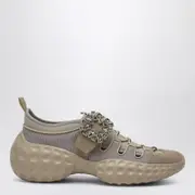 [ROGER VIVIER] Beige Viv Run Strass Buckle Sneakers 40 IT Beige