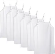 [Poroka] 6 Pack Girls Tank Top Solid Sleeveless Undershirts Cami Scoop Neck Undershirts Soft Dance Tank Tops for Toddler