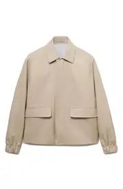 MANGO Oversize Cotton Jacket in Beige at Nordstrom, Size Large