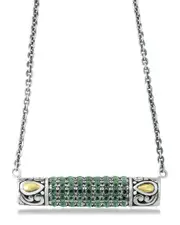 Samuel B. 18K & Silver 1.08 ct. tw. Emerald Necklace