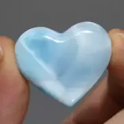 57ct 29mm Natural Larimar Crystal Puffy Heart, Blue Larimar Gemstone, Dominican