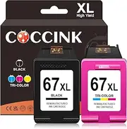 COCCINK 67XL for HP 67 Ink Cartridges for hp deskjet 2800 Ink DeskJet 2700e 2720e 2855e 2722e 2842e 2755e 4155e Envy 6032e 6400e 6030e 6052 6055 6055e Printer for hp 67xl hp Ink 67 Black and Color