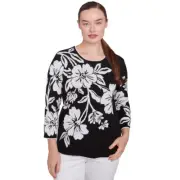 Alfred Dunner Wild At Heart Dramatic Floral Sweater Petite 82960VT