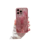 ANYMOB iPhone Case Pink Luxury Swan Fashion Bling Glitter Protective Shockproof