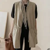 在飛比找momo購物網優惠-【JC Collection】率性風衣感寬鬆雙口袋抽繩調節顯