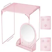 Locker Shelf with Locker Mirror Magnetic & 2 Magnetic Pen Cups, Locker Pink