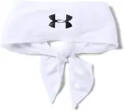 《NEW》Under Armour Unisex-Adult Tie Headband, White/Black , One Size Fits All