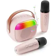 Portable Bluetooth-Speaker with 2 Wireless Microphones Mini Karaoke Machine