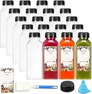 Byttlerom 20Pcs 12oz Empty Plastic Juice Bottles with Caps,Reusable Water Bottles, Clear Containers with Black Tamper Evident Lids