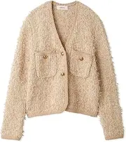 Mila Owen(ミラオーウェン) Mirowen 09WNJ251183 Women's Knit Tweed Short Jacket, Beige, Beg, 1