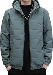 [JEShifangjiusu] Men's Chain Clothing Warm Warm Clothing Stylish Lightweight Sportswear, Green, M
