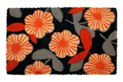 Floral PVC Backed Coir Doormat - Entry Mat, Welcome Mat, Door mat, Non Slip, Anti Slip, Front Door, Waterproof, Durable
