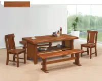 在飛比找Yahoo!奇摩拍賣優惠-☆溫馨小屋☆**松木鋼絲紋特大大6尺餐桌／松木鋼絲紋長椅、餐