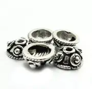 30 Pcs 6X3mm Bali Bead Cap Antique Silver Plated