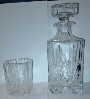 3 Piece Whiskey Glass And Decanter Set Crystal New