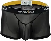 [iiniim] Men's Mesh Semi-See Through Bulge Pouch Boxer Briefs Underwear