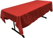 60"Inch Red, Polyester Poplin Rectangular Tablecloth For Wedding Event Party