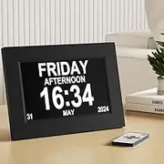 Artiss 8" Digital Day Clock Alarm Calendar Dementia Date Week Month Year Black