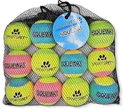 SPORTSPET Squeak Tennis Balls for Dogs - Bright Pink, Blue for Medium and Large Dog Breeds - Fits Most Ball Throwers (12 Pack)