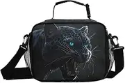 Eye Blue Leopard Insulated Lunch Box for Women Men - Ideal for Work, Picnics - Includes Adjustable Shoulder Strap