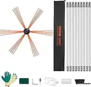 VEVOR 9 m Chimney Sweep Kit, w/ 9 Reinforced Nylon Flexible Rods, Ergonomic Chimney Cleaning Brush, 360-Degree Brush Chimney Cleaner, Rich Accessories for Fireplace Flue Home Use Fits Most Pipes