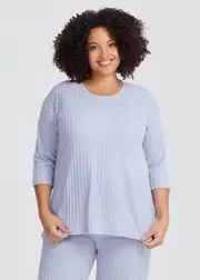[Taking Shape] Taking Shape Cosy Rib Lounge Top Size 26 in Serenity Blue - Plus Size Women's Clothing Serenity Blue