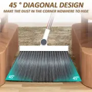 Broom and Dustpan Set with Adjustable Handle Space Saving Standing Dustpan beTKR