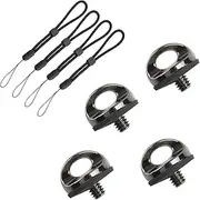 TECDW 4PCS Stainless Steel Round Screw with Hand Wrist Strap Sling, 1/4" Mounting Screws, Camera Screw Holder, 1/4-20 Thread Fixing Screws for Selfie Sticks, Tripod, DSLR Cameras (Round)