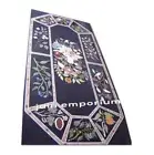 6'x3' Coffee Table Top for Home Decor Floral Inlay Work Black Marble Side Table