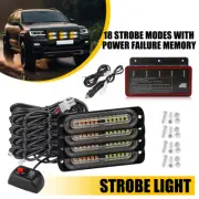 4X 12-LED Amber/White Truck RV Trailer Side Marker Flash Strobe Light Bar Kit T