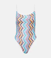 [Missoni] Missoni Zigzag lamé swimsuit UK 14 multicoloured