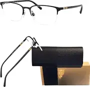 [BURBERRY] BE1323 Rectangle Shape Metal Eyeglasses with eSHADES Luxury Eyewear Kit Bundle, Black Rubber Frame | Clear Lens