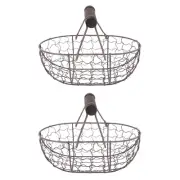 2 Pcs Chicken Wire Egg Basket Bowl Wrought Iron Storage Containers for Food