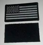 US FLAG Patch Black and White with Hook and Loop Backing 3" x 2" 2 patch lot