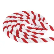 1Inchx15Feet Twisted Cotton Rope 3 Strand Tug of War Rope Red White