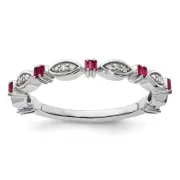 Sterling Silver Stackable Lab Created Ruby Diamond Ring Size 7 for Women 1.73gm