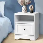Oikiture Bedside Table with Drawers Side Table White